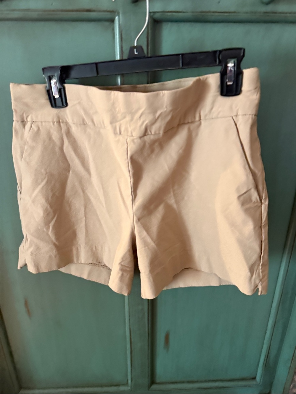 New York & Company Beige High-Waist Tailored Shorts
